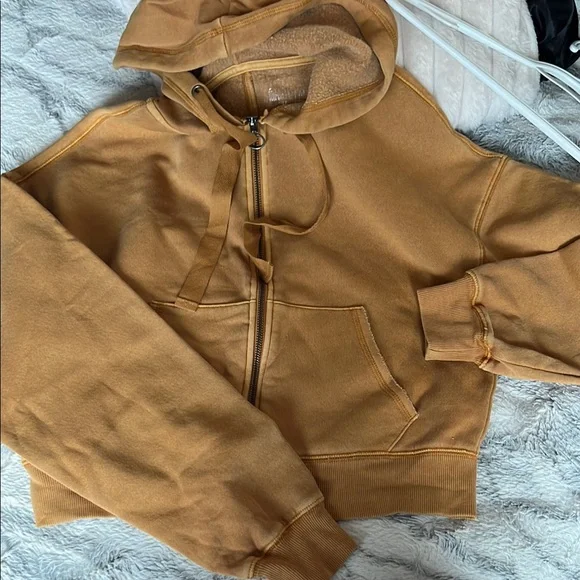 Tan Zip-Up Hoodie - Picture 1 of 2